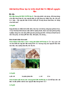 Giải SGK Khoa học tự nhiên lớp 6 Bài 13 (Chân trời sáng tạo): Một số nguyên liệu