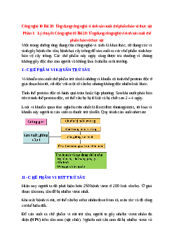 Công nghệ 10 Bài 20 (Lý thuyết và trắc nghiệm): Ứng dụng công nghệ vi sinh sản xuất chế phẩm bảo vệ thực vật