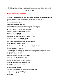 50 Bài tập Mệnh đề trạng ngữ chỉ thời gian (Adverbial clause of time) có đáp án chi tiết