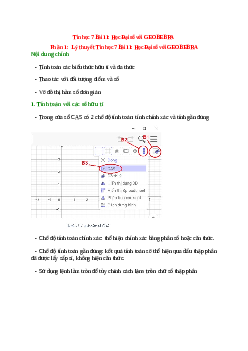 Tin học 7 Bài 11 (Lý thuyết và trắc nghiệm): Học Đại số với GEOBEBRA