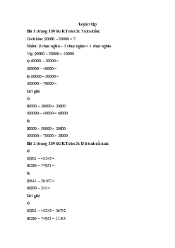 Toán lớp 3 trang 159, 160 Luyện tập