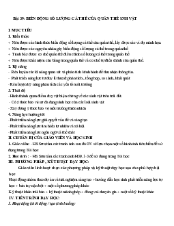 Giáo án Sinh học 12 Bài 39: Biến động số lượng cá thể của quần thể sinh vật mới nhất - CV5512