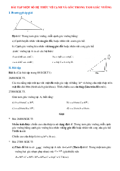 50 Bài tập Một số hệ thức về cạnh và góc trong tam giác vuông (có đáp án)- Toán 9
