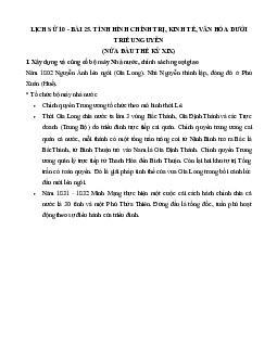 Lý thuyết Lịch sử 10: Bài 25: Tình hình chính trị, kinh tế, văn hóa dưới triều Nguyễn (nửa đầu thế kỉ XIX) mới nhất
