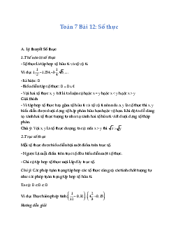 Lý thuyết Toán lớp 7 Bài 12: Số thực