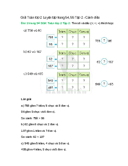 Giải SGK Toán lớp 2 Tập 2 trang 54, 55 Luyện tập  – Cánh diều
