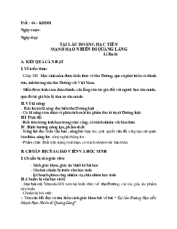 Giáo án ngữ văn lớp 10 Tiết 44: Tại lầu hoàng hạc tiễn mạnh hão nhiên đi quảng lăng