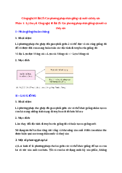 Công nghệ 10 Bài 25 (Lý thuyết và trắc nghiệm): Các phương pháp nhân giống vật nuôi và thủy sản