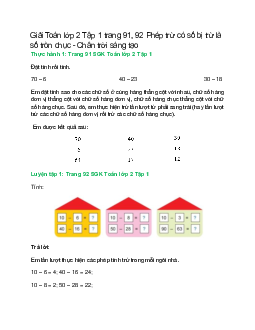 Giải SGK Toán lớp 2 Tập 1 trang 91, 92: Phép trừ có số bị trừ là số tròn chục | Chân trời sáng tạo