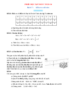 Phiếu bài tập tuần 34 - Toán 7