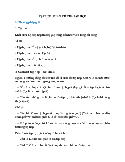 Lý thuyết, bài tập về Tập hợp - Các phần tử của tập hợp có lời giải