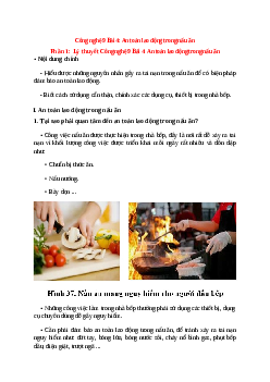 Lý thuyết Công nghệ 9 Bài 4 (mới 2024 + 10 câu trắc nghiệm): An toàn lao động trong nấu ăn