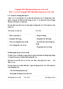 Công nghệ 7 Bài 6 (Lý thuyết và trắc nghiệm): Biện pháp sử dụng, cải tạo và bảo vệ đất
