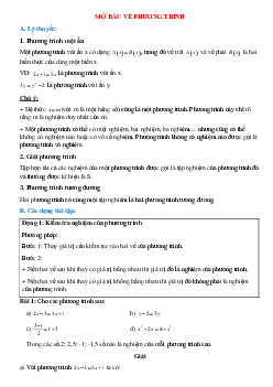 Lý thuyết và bài tập về Mở đầu về phương trình đại số toán 8 có lời giải