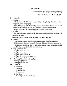 Giáo án Hóa học 10 bài 25 Clo mới nhất
