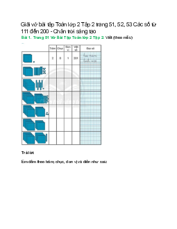 Vở bài tập Toán lớp 2 Tập 2 trang 51, 52, 53: Các số từ 111 đến 200 | Chân trời sáng tạo
