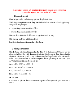 Phương pháp giải và bài tập về Xác định vị trí và thời điểm hai xe gặp nhau trong chuyển động thẳng biến đổi đều