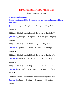60 câu Trắc nghiệm Tiếng Anh 8 mới Unit 3 có đáp án 2024: Peoples of Viet Nam