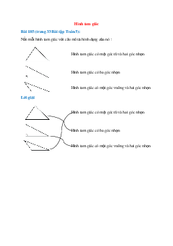 Nối mỗi hình tam giác với câu mô tả hình dạng của nó