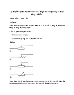 Lý thuyết Biến trở - Điện trở dùng trong kĩ thuật (mới 2023 + 26 câu trắc nghiệm) hay, chi tiết – Vật Lí 9