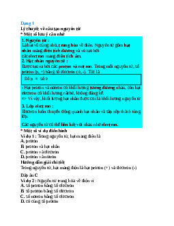 Lý thuyết, bài tập về nguyên tử có đáp án