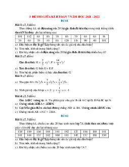 5 đề thi giữa kì 2 toán 7 năm học 2021 - 2022