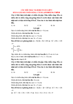 36 câu Trắc nghiệm Giải bài toán bằng cách lập phương trình có đáp án 2023 – Toán lớp 9