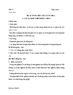 Giáo án Sinh học 6 Bài 36: Tổng kết về cây có hoa mới nhất - CV5512