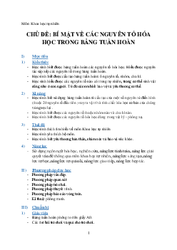 Giáo án hóa học 9 Bài 31 Sơ lược về bảng tuần hoàn hóa học các nguyên tố hóa học mới nhất