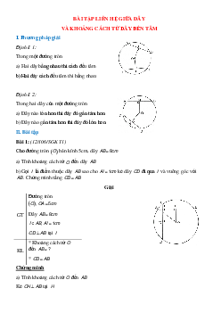 50 Bài tập Liên hệ giữa dây và khoảng cách từ tâm đến dây (có đáp án)- Toán 9