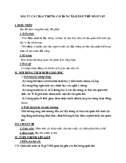 Giáo án Sinh học 12 Bài 37: Các đặc trưng cơ bản của quần thể sinh vật mới nhất - CV5555