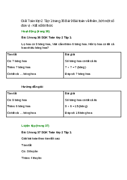 Giải SGK Toán lớp 2 Tập 1 trang 36, 37 Bài 9): Bài toán về thêm, bớt một số đơn vị | Kết nối tri thức
