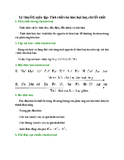 Lý thuyết Luyện tập: Tính chất của kim loại (mới 2023 + 15 câu trắc nghiệm) hay, chi tiết