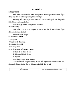 GIÁO ÁN CÔNG NGHỆ 6 BÀI MỞ ĐẦU MỚI NHẤT – CV5512