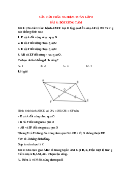 28 câu Trắc nghiệm Đối xứng tâm có đáp án 2024 - Toán lớp 8