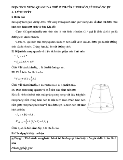 Lý thuyết Hình nón - Hình nón cụt - Diện tích xung quanh và thể tích của hình nón, hình nón cụt (mới 2023 + bài tập) hay, chi tiết - Toán 9