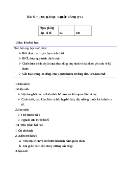 GIÁO ÁN CÔNG NGHỆ 9 BÀI 5: THỰC HÀNH : CHIẾT CÀNH (T1) MỚI NHẤT