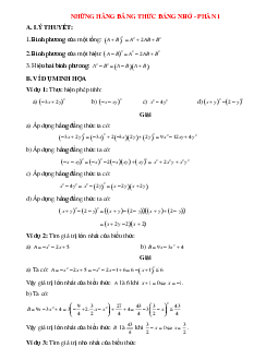 Lý thuyết Những hằng đẳng thức đáng nhớ (update 2024 + bài tập) - Toán 8