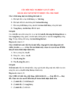 Trắc nghiệm Vật lý 6 Bài 20 có đáp án: Bài tập Sự nở vì nhiệt của chất khí