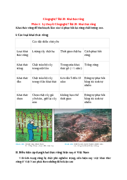 Công nghệ 7 Bài 28 (Lý thuyết và trắc nghiệm): Khai thác rừng