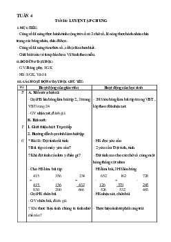 Giáo án Toán lớp 3 tuần 4 mới nhất