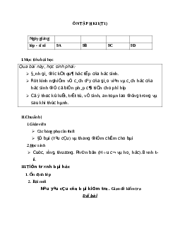 GIÁO ÁN CÔNG NGHỆ 9 ÔN TẬP HKII (T1) MỚI NHẤT
