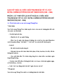 Lý thuyết Lịch Sử 9 Bài 24 (mới 2023 + 27 câu trắc nghiệm): Cuộc đấu tranh bảo vệ và xây dựng chính quyền dân chủ nhân dân (1945 - 1946)