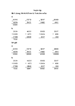 Tính theo mẫu: 63548 + 19256; 52379 + 38421