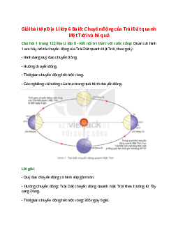 Quan sát hình 1 em hãy mô tả chuyển động của Trái Đất quanh Mặt Trời, theo gợi ý