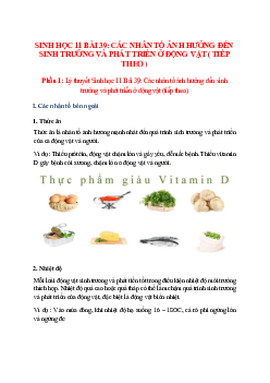 Lý thuyết Sinh học 11 Bài 39 (mới 2023 + 21 câu trắc nghiệm): Các nhân tố ảnh hưởng đến sinh trưởng và phát triển ở động vật ( tiếp theo )