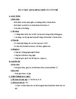 GIÁO ÁN CÔNG NGHỆ 8 BÀI 3: THỰC HÀNH HÌNH CHIẾU ...