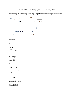  Viết số thích hợp vào chỗ chấm: Thương là 0,16