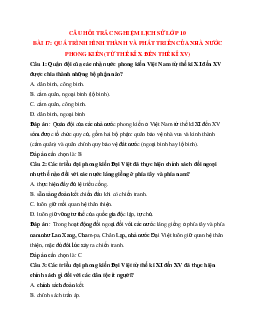 Trắc nghiệm Lịch sử 10 Bài 17 có đáp án: Quá trình hình thành và phát triển của nhà nước phong kiến