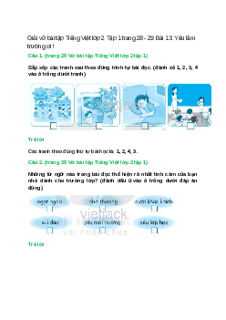 Vở bài tập Tiếng Việt lớp 2 Tập 1 trang 28, 29 Bài 13: Yêu lắm trường ơi – Kết nối tri thức